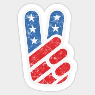 American Peace Sign (Worn Color on White) Sticker